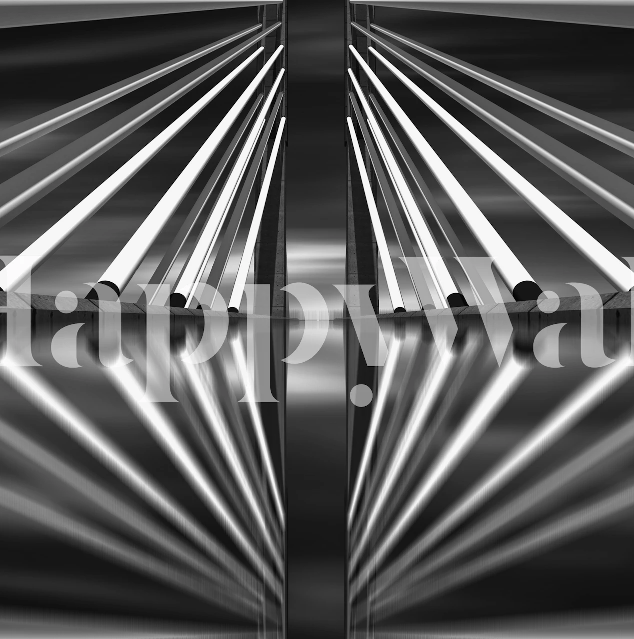 Monochrome wall mural of the Pasopati Bridge with a symmetrical perspective view