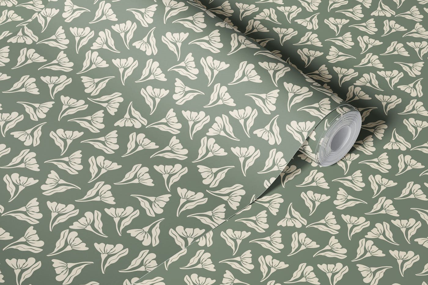 Light ditsy floral - sage wallpaper roll