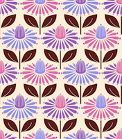 Happy retro coneflowers purple tapet