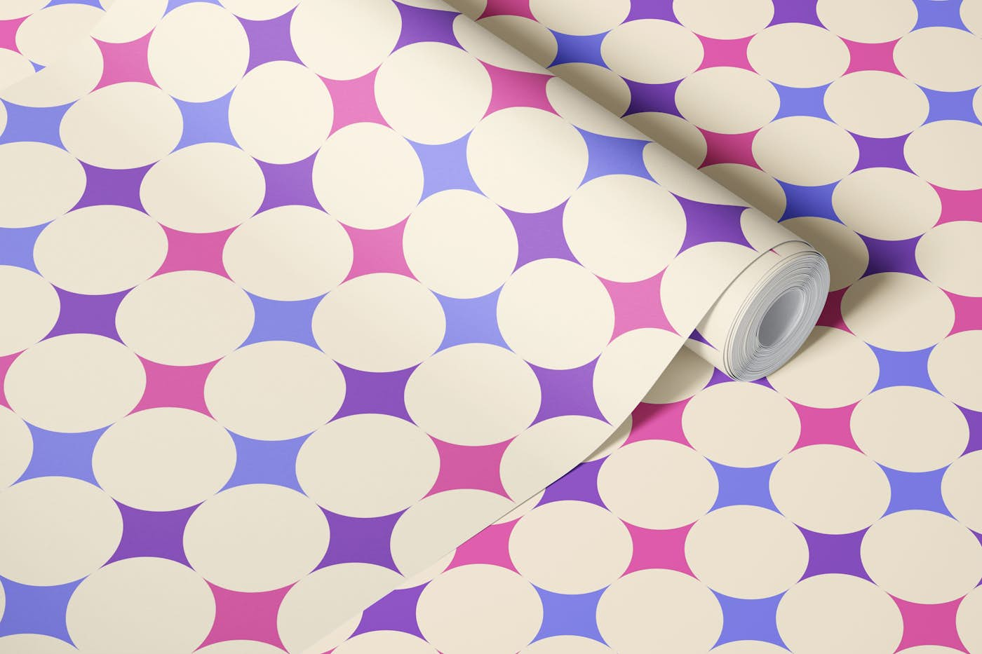 Happy retro diamonds Pink, purple, fuchsia wallpaper roll