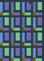 Happy retro checks dark blue, periwinkle, mint, moss behang