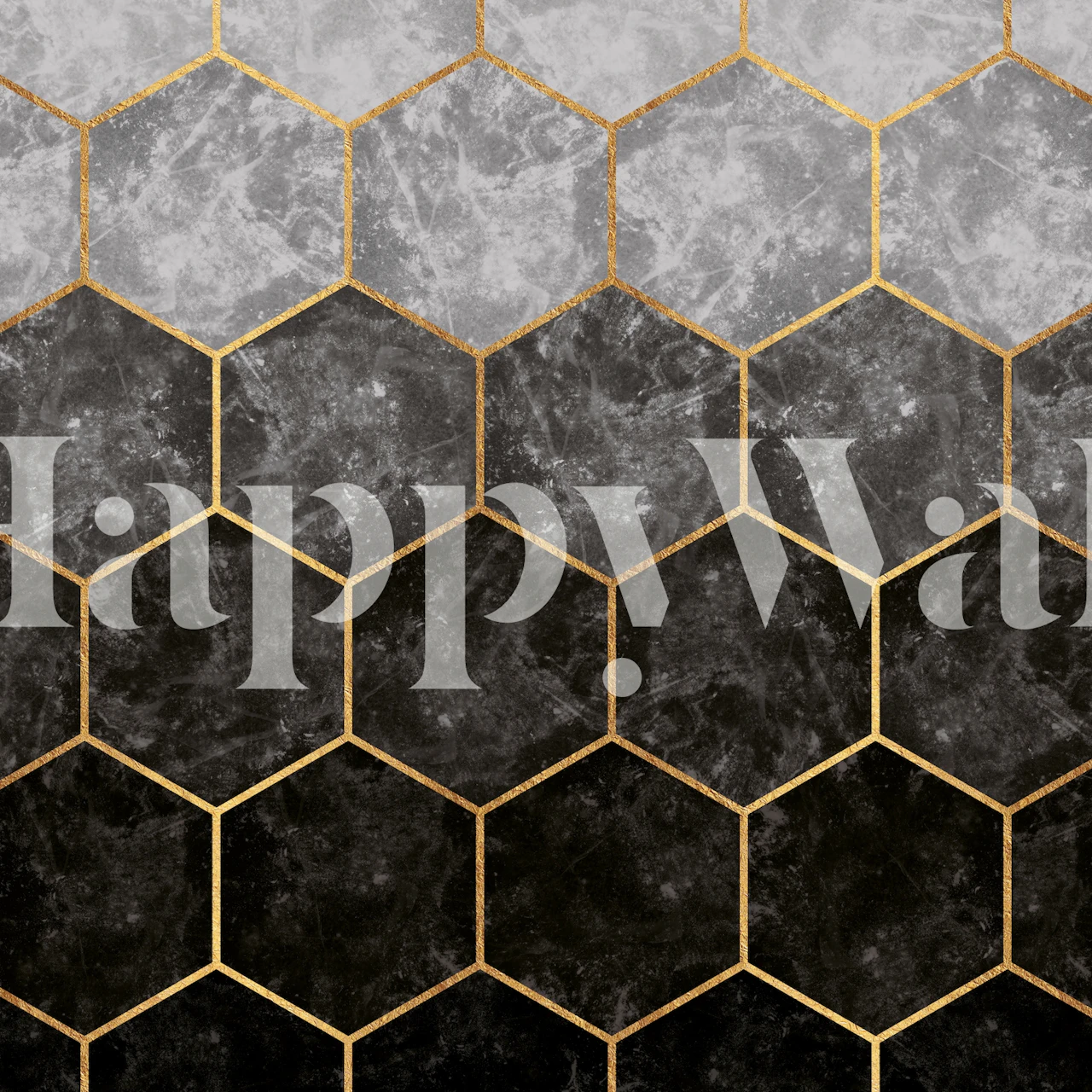 Carta da parati Dark Urban Grey Hexagons nella stanza