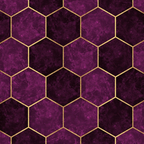 Dark Plum Luxury Pink Hexagons