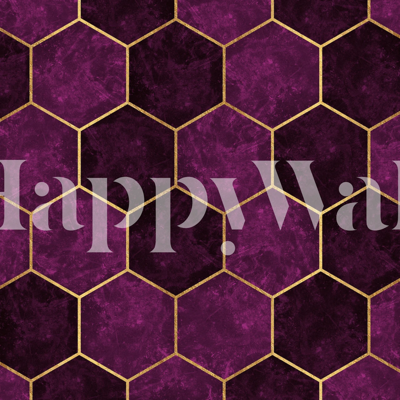 Dark Plum Luxury Pink Hexagons tapetti huoneessa