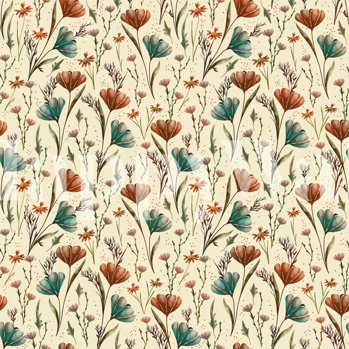 Pressed Woodland Flowers Wallpaper Buy Online at Happywall
