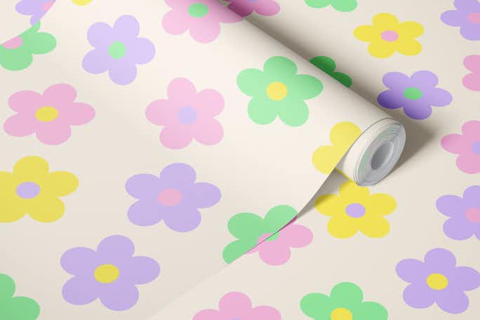 Modern pastel daisieswallpaper roll