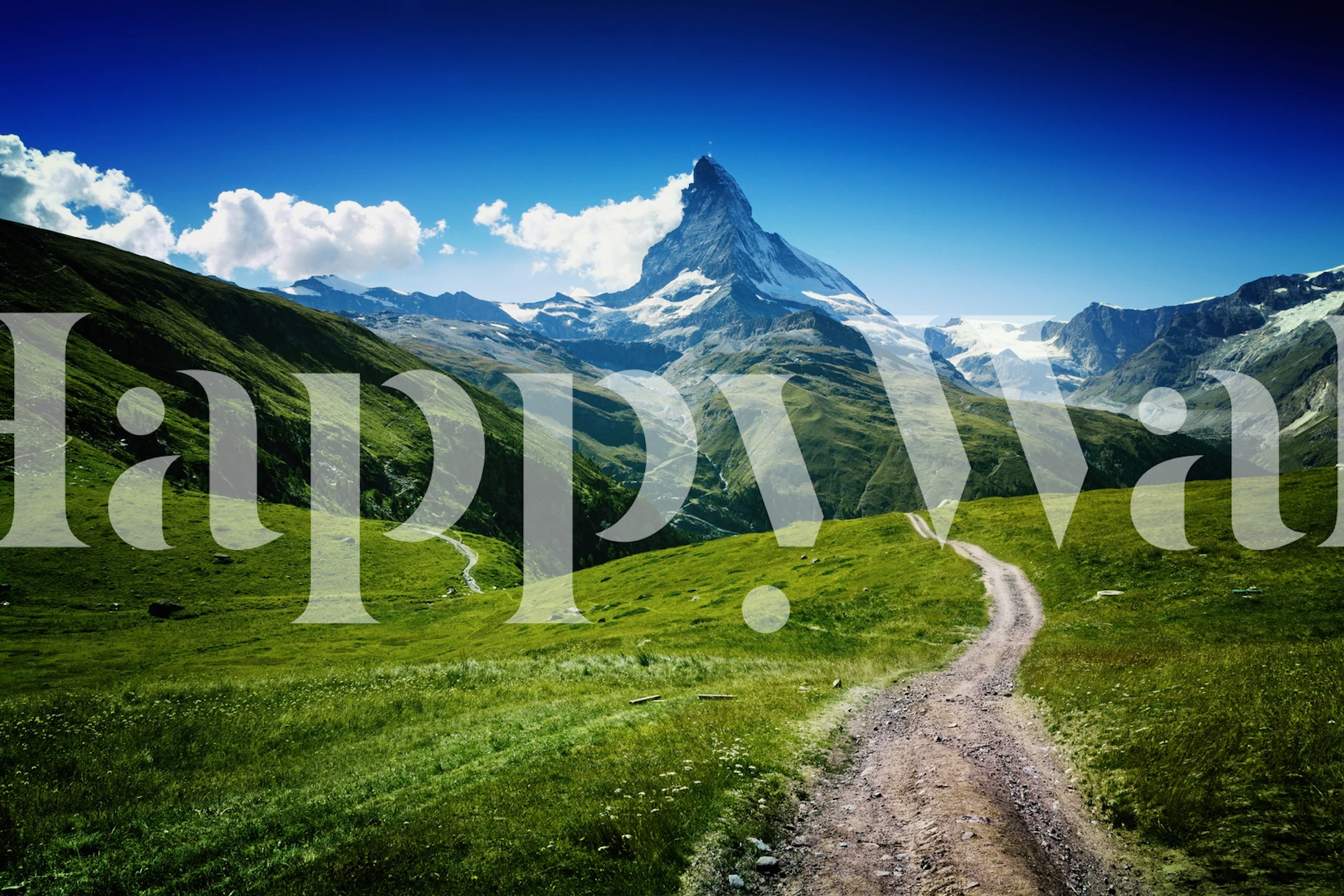 Mountain landscape with green hills and blue sky wallpaper