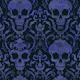 Dark Gothic Elegance Skull Damask Blue Black