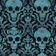 Dark Gothic Elegance Skull Damask Teal Black