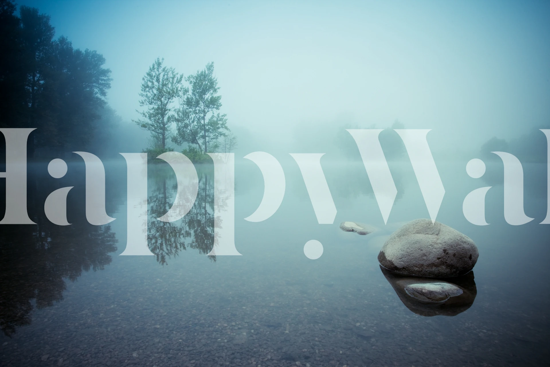 Mystical lagoon with foggy ambiance wall mural