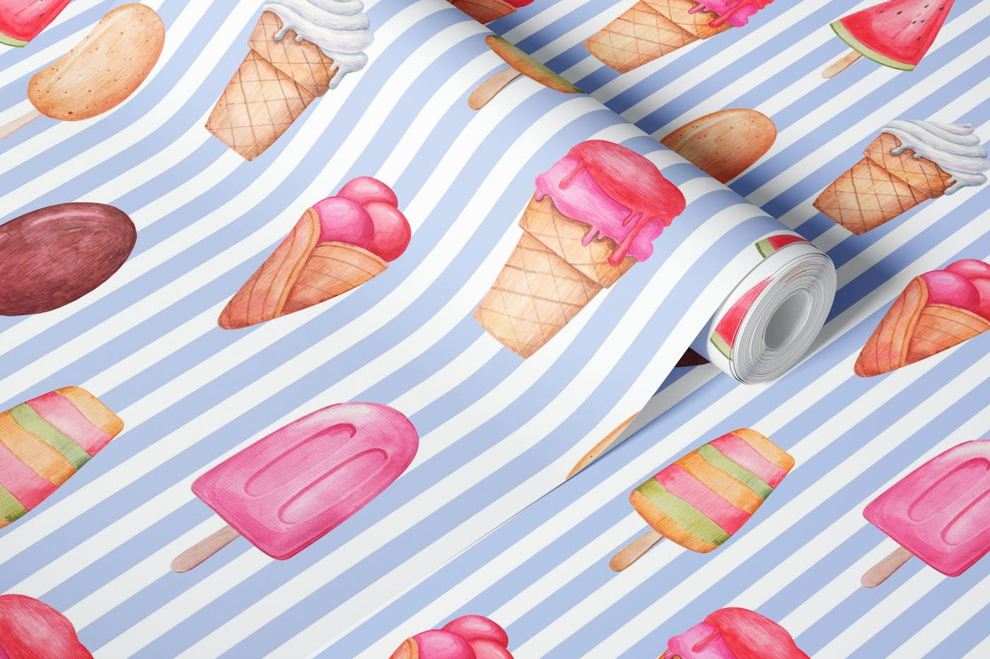 Ice cream pattern wallpaper roll