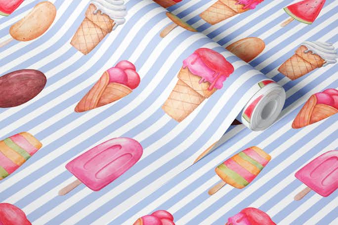 Ice cream patternwallpaper roll