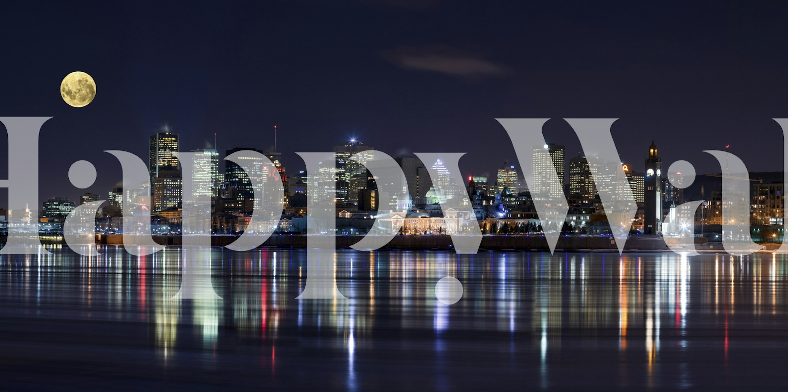 Montreal skyline at night wallpaper in a room