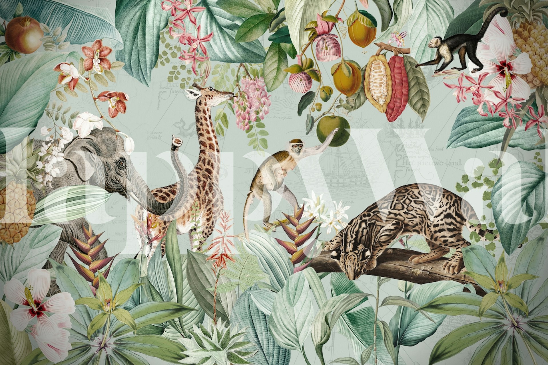 African Tropical Jungle Safari wallpaper in a room