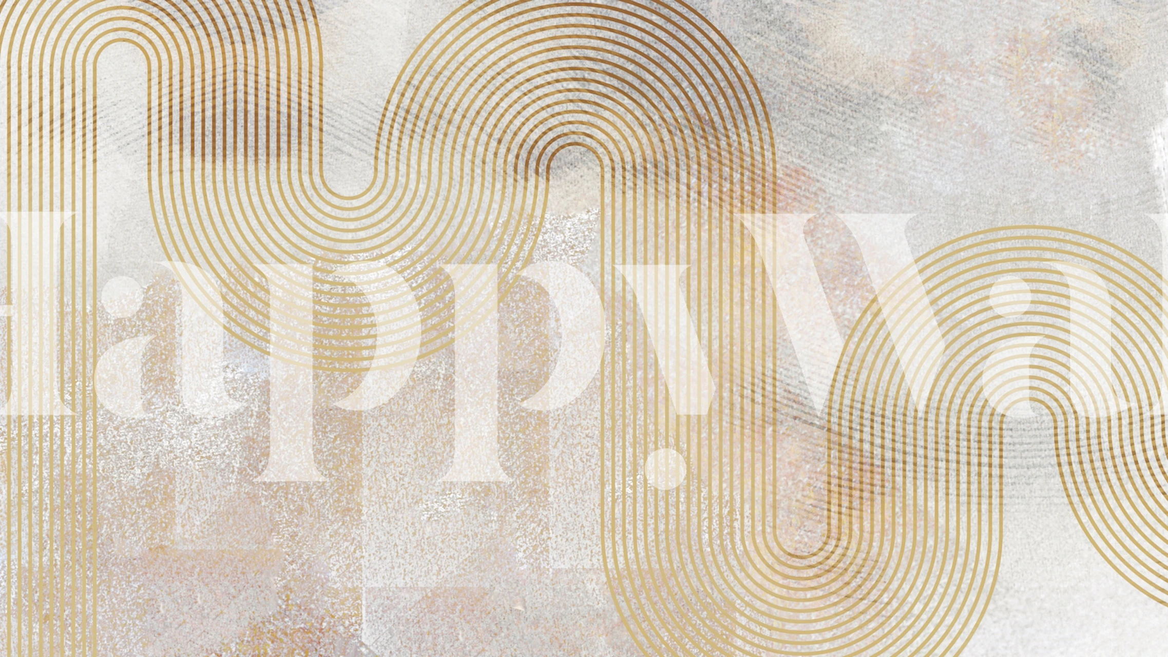 Abstract behang met geometrische vormen uit de jaren zeventig in neutrale tinten