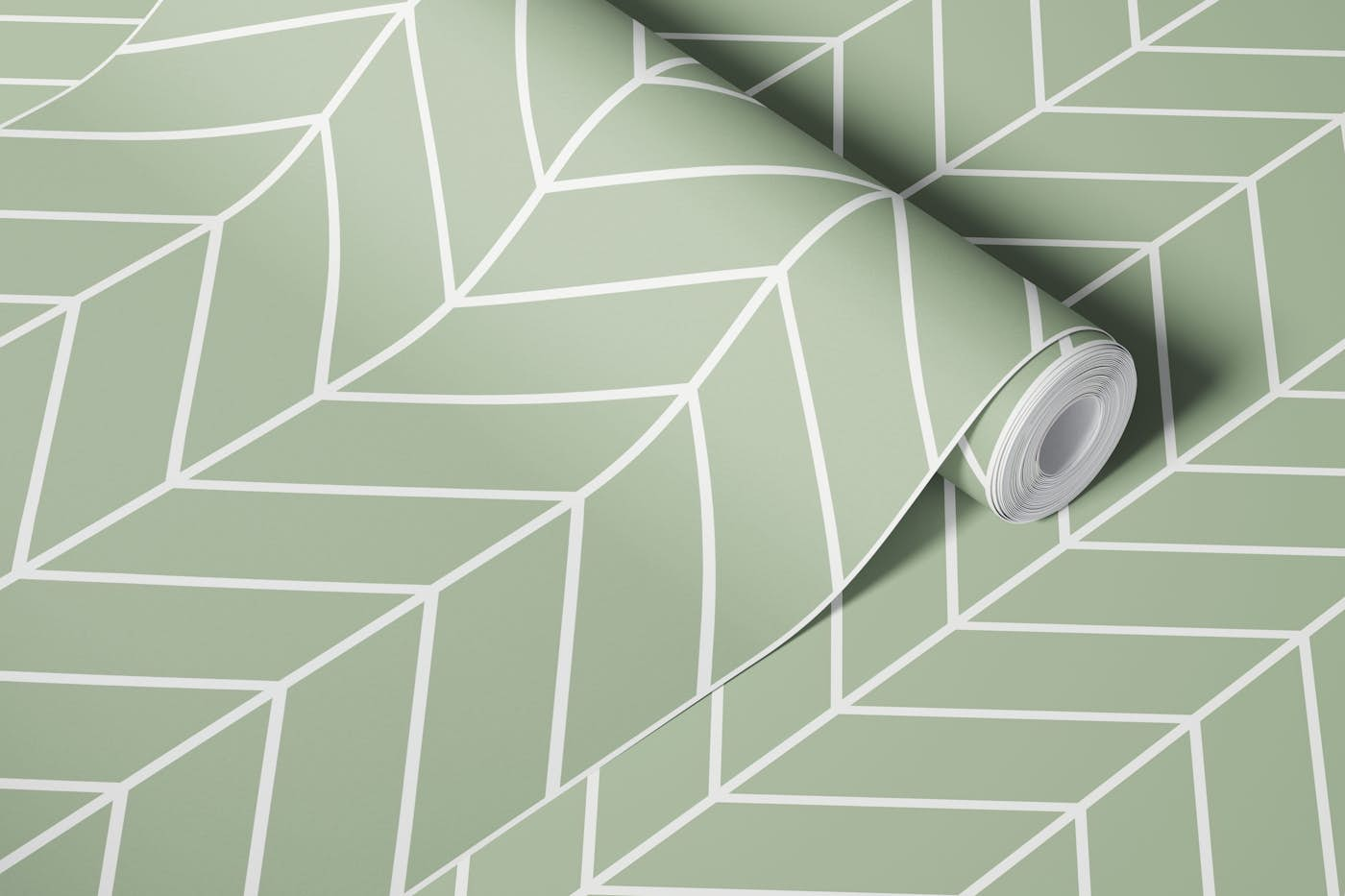 Chevron Pattern - Sage Green 2 wallpaper roll