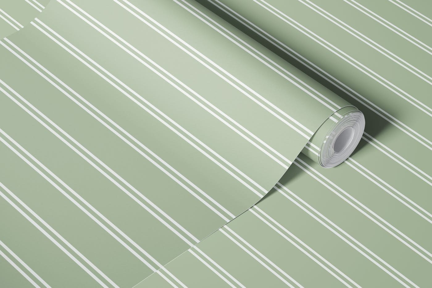 Double Lines - Sage Green wallpaper roll