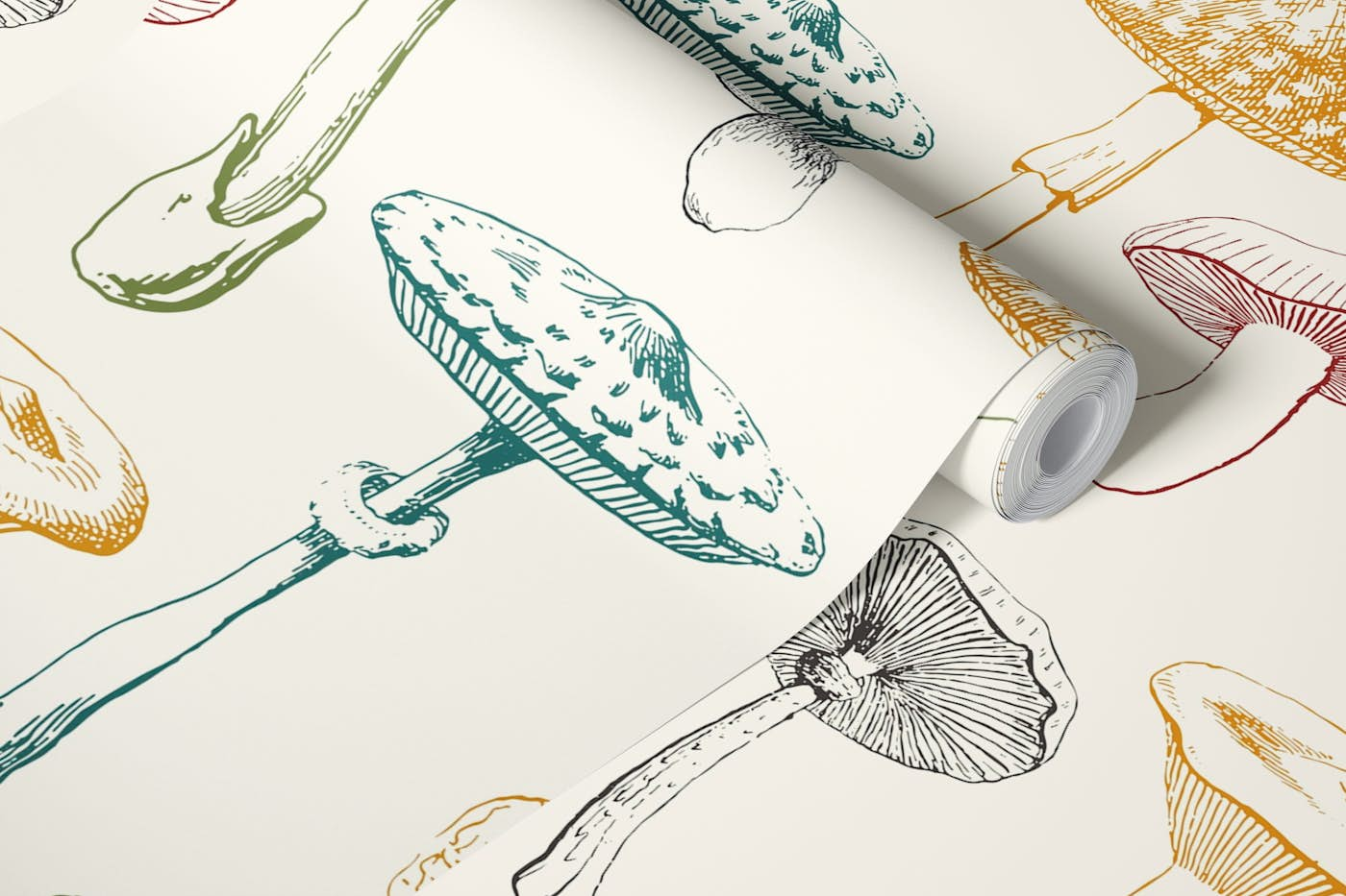 Colorful Mushrooms Pattern wallpaper roll