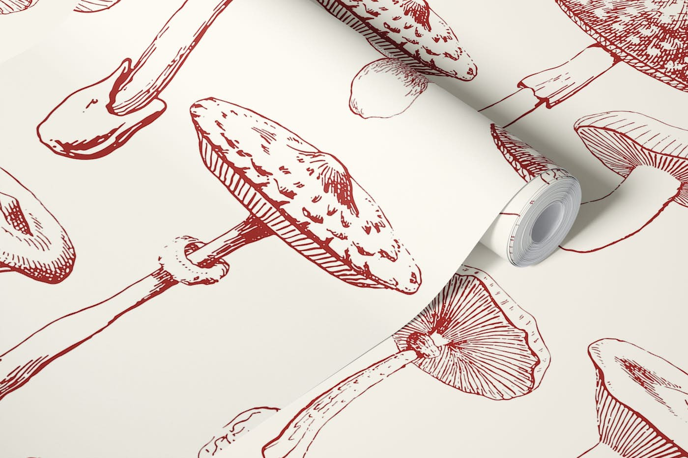 Red Mushrooms Pattern wallpaper roll