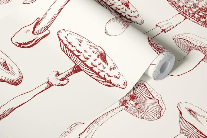 Red Mushrooms Patternwallpaper roll