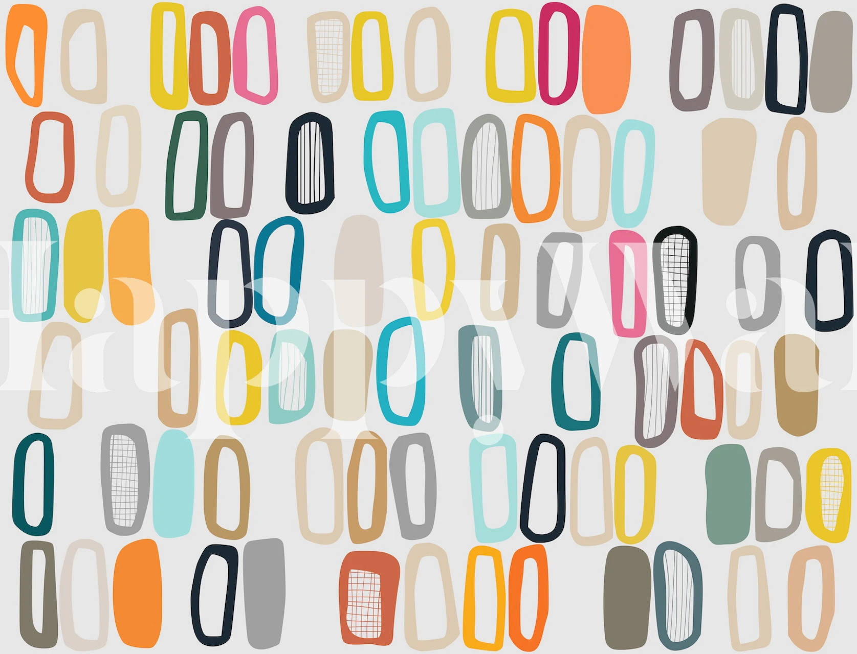 Abstract multi-colored shapes wall mural named Colored Pieces 25