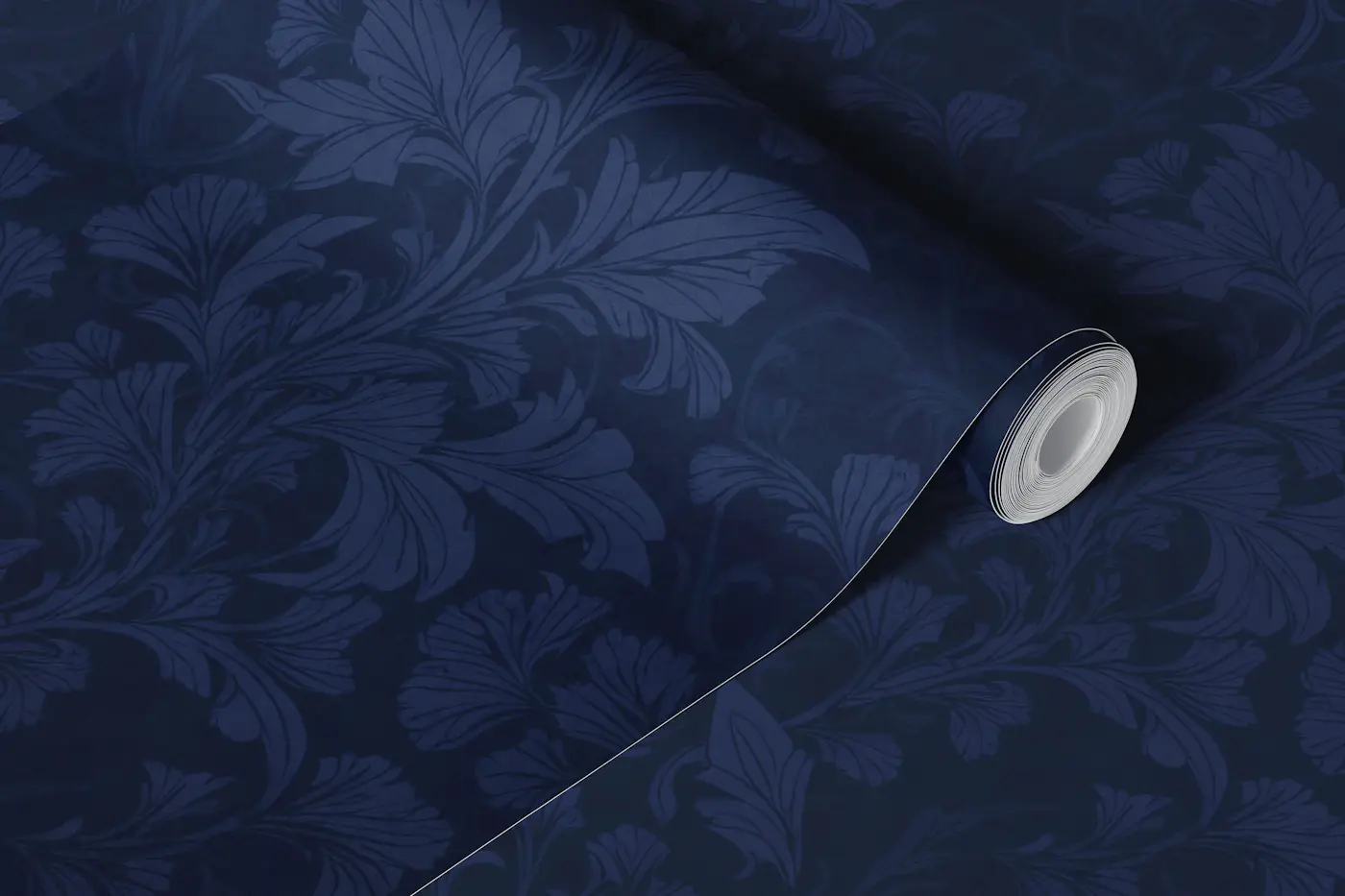 William Morris Style Flourish Damask Blue wallpaper roll