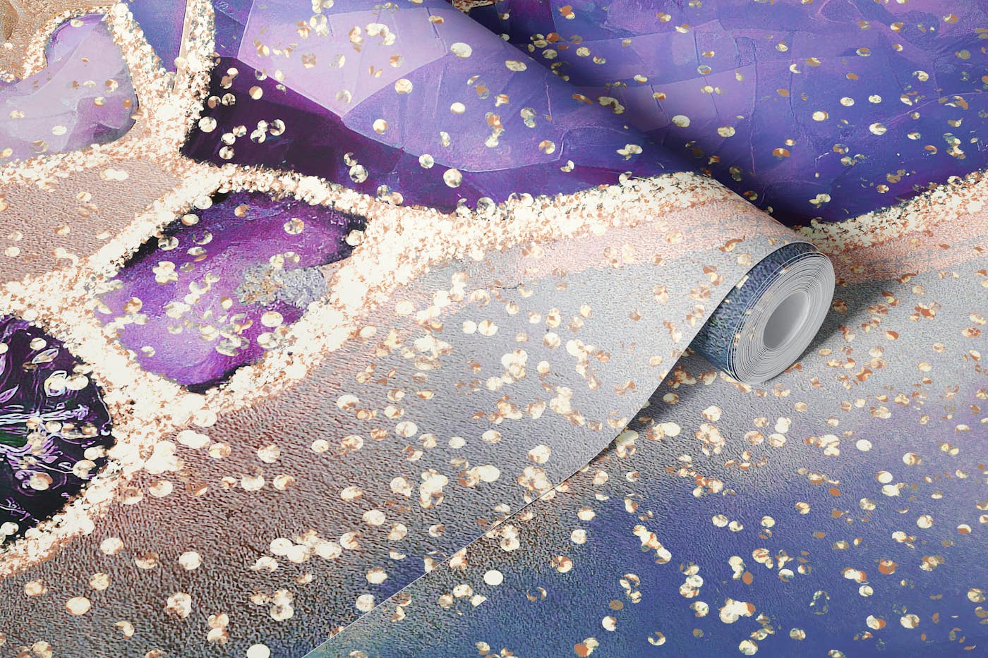 AMETHYST DIAMONDS GOLD wallpaper roll