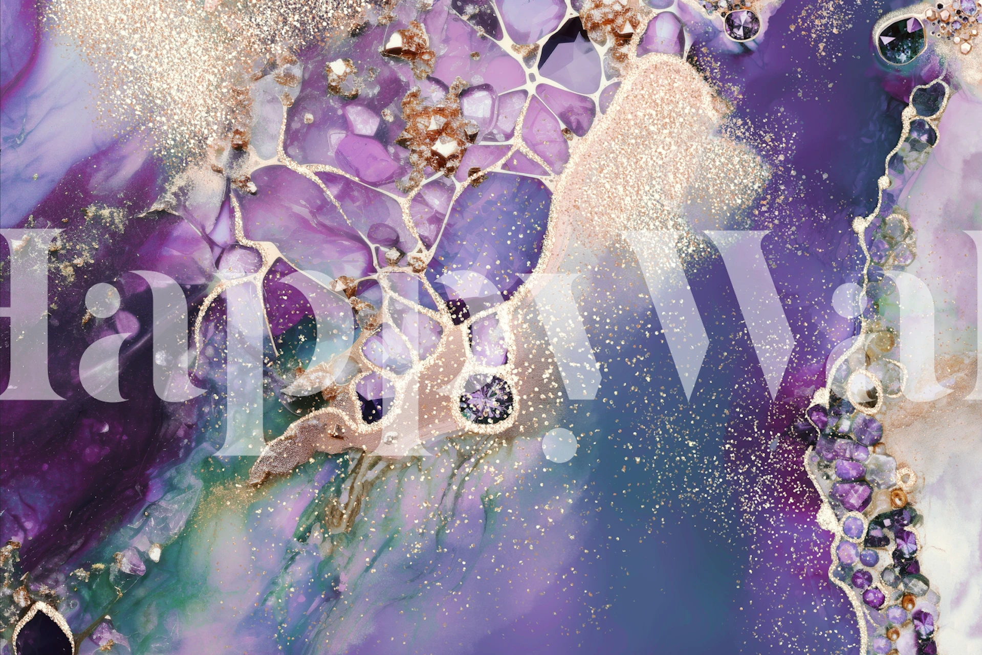 Amethyst Diamonds Gold wallpaper in a room