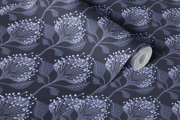 Pincushion Protea Midnight Smallwallpaper roll