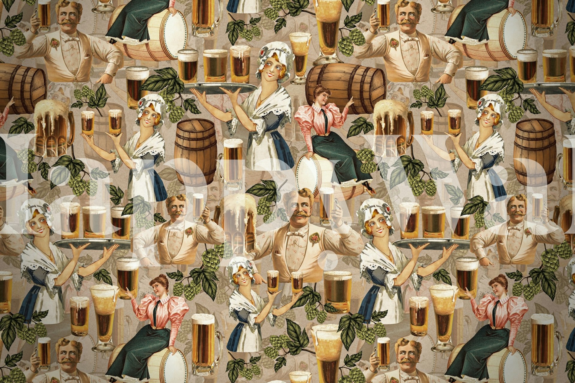 Beer-inspired wallpaper design in a room