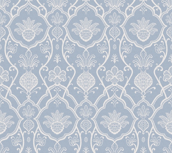 VICTORIAN FLORAL DAMASK COASTAL BLUE