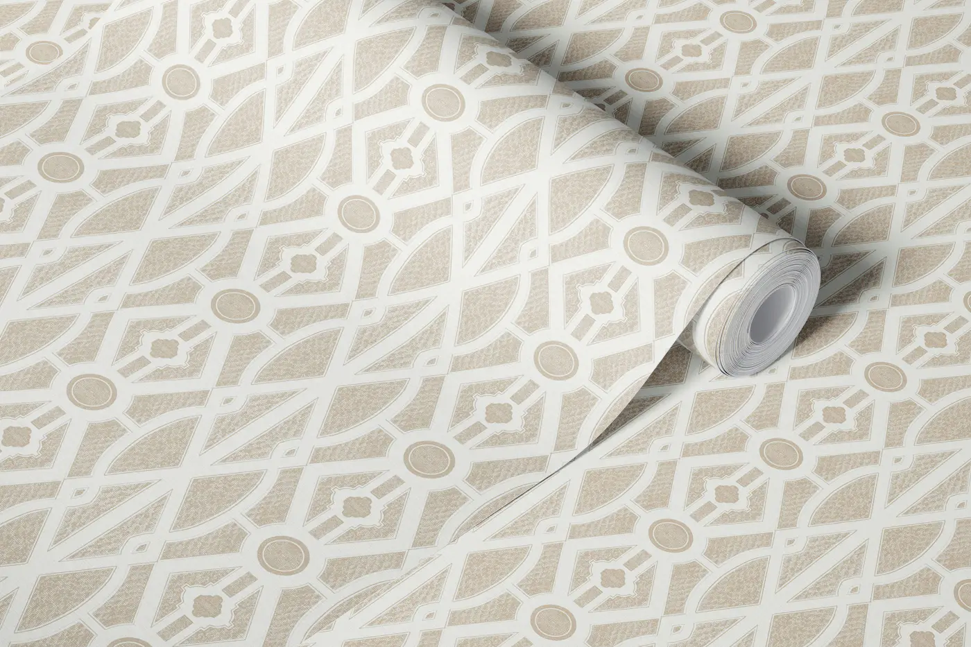 French Traditional Trellis - ivory beige wallpaper roll
