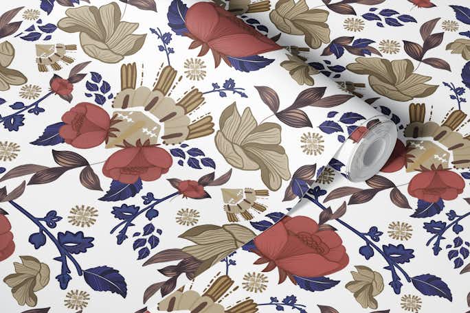 Romantic regency flower baroque pattern2wallpaper roll
