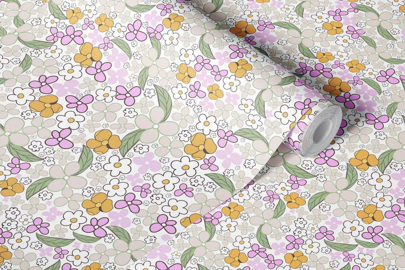 Ditsy 4 pattern wallpaper roll