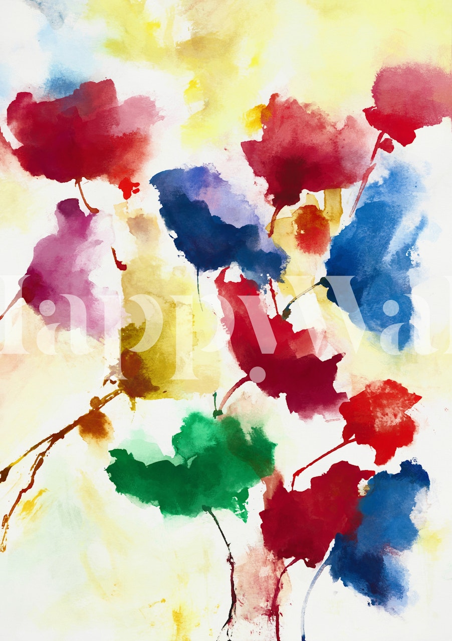 Tapeta Colored Flowers w pokoju