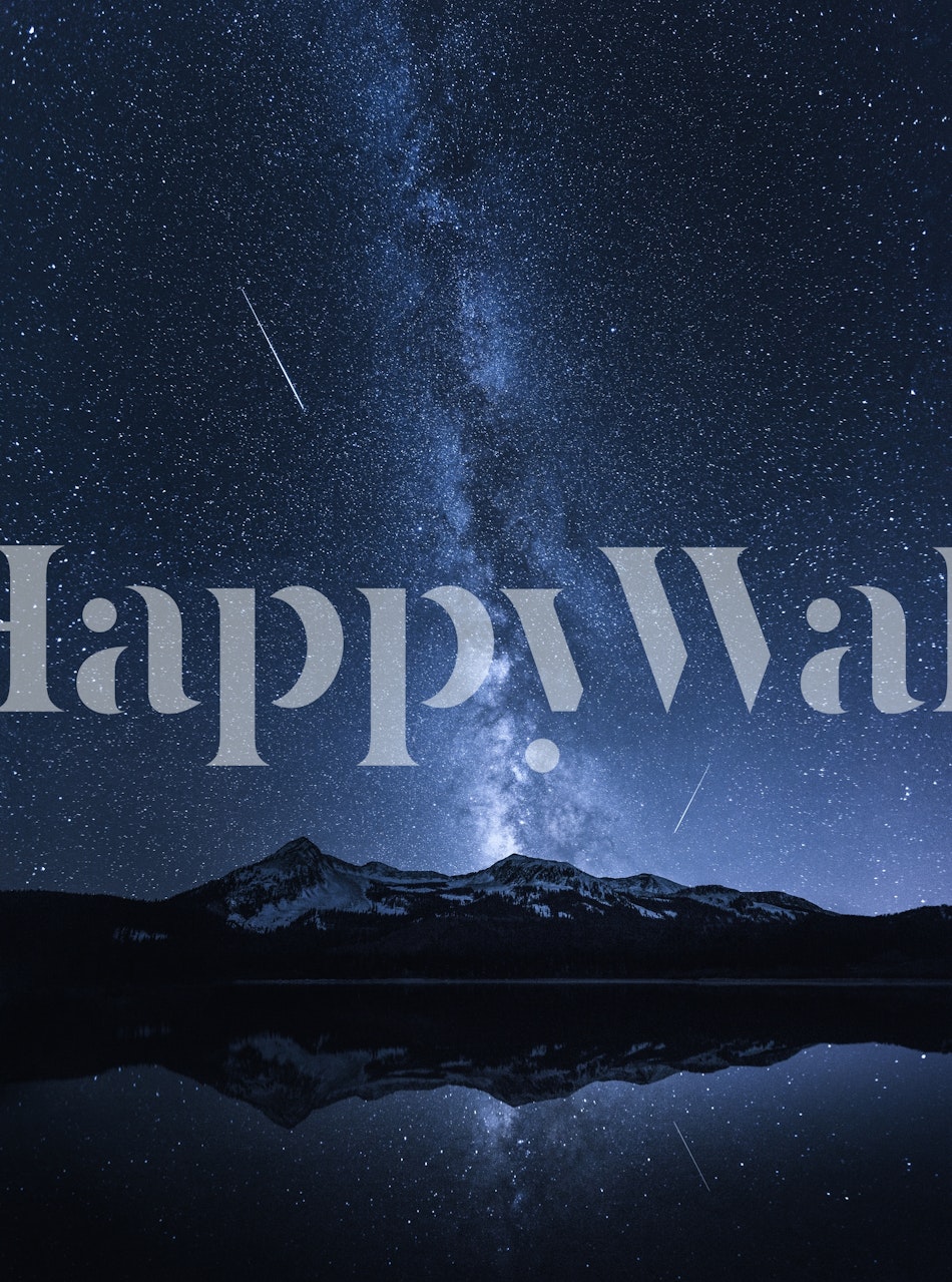 Starry night sky with mountain reflection wallpaper