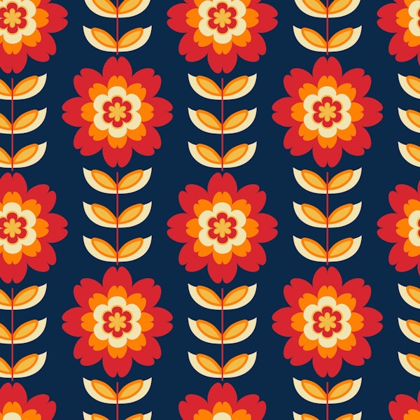 70S Scandi Mid Century Floral