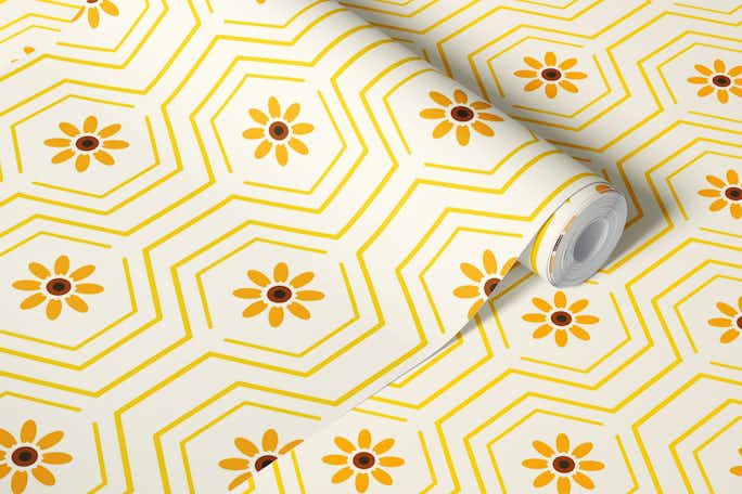 Honeycomb and sweet bloomswallpaper roll
