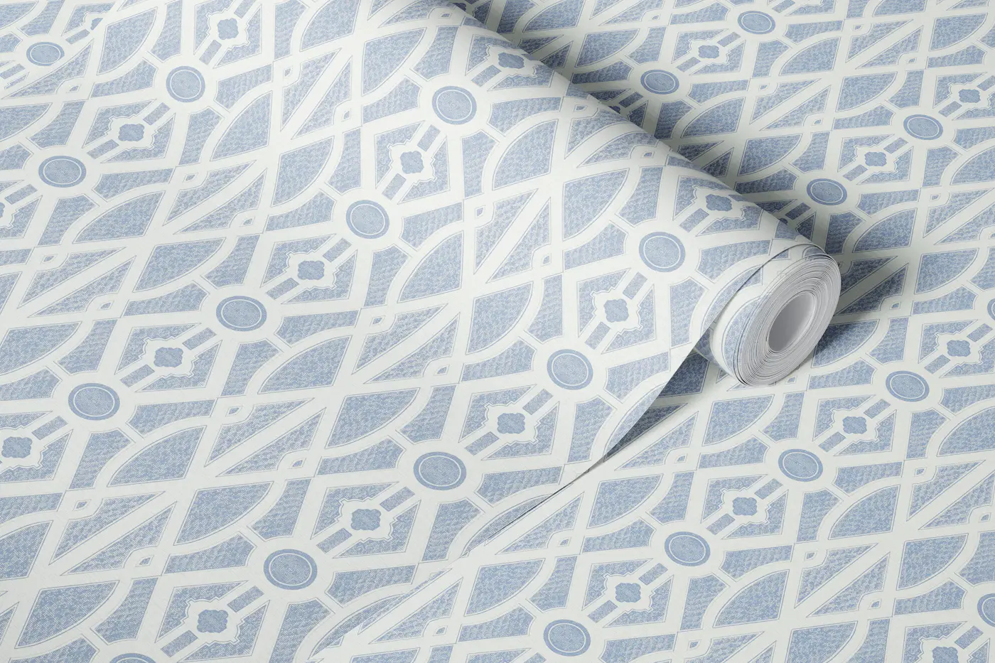 French Traditional Trellis - pale blue wallpaper roll