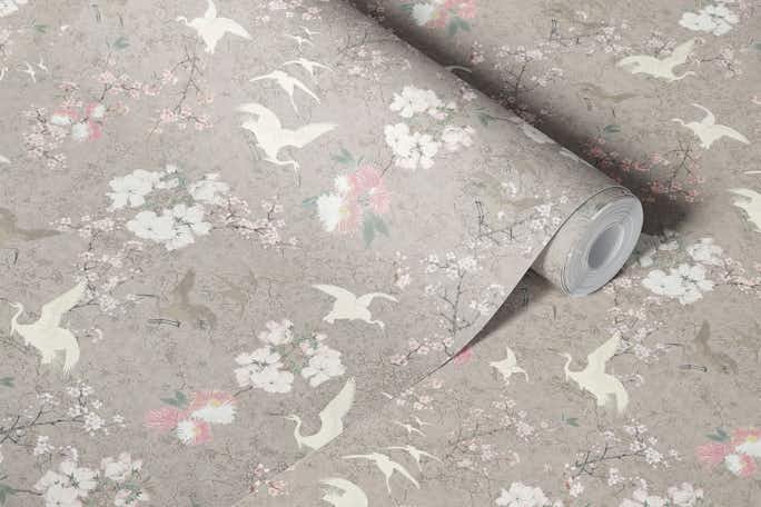VINTAGE CHINOISERIE BIRDS AND FLORALSwallpaper roll