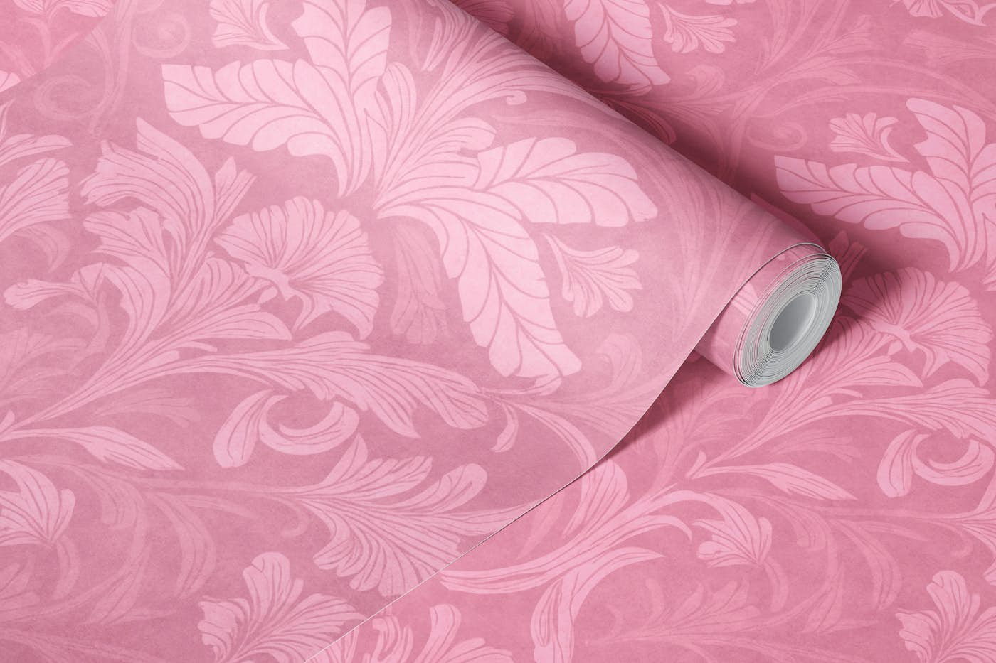 William Morris Style Pattern Pastel Pink wallpaper roll