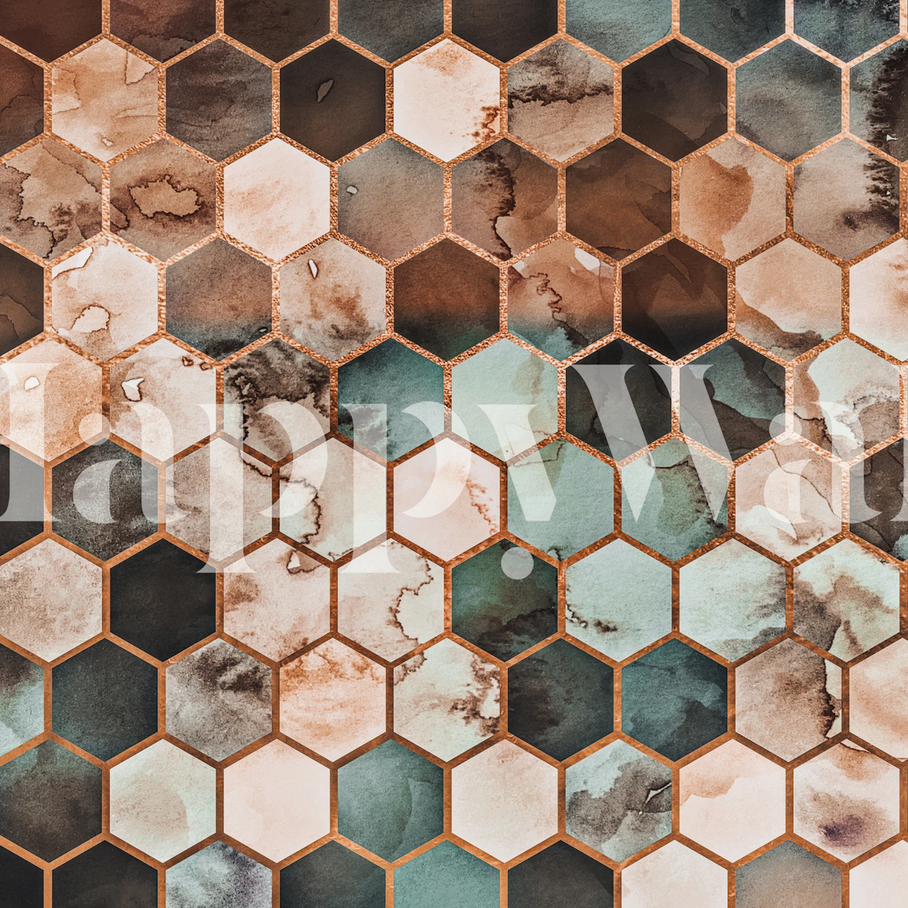 Rugged Marble Copper Teal wallpaper design