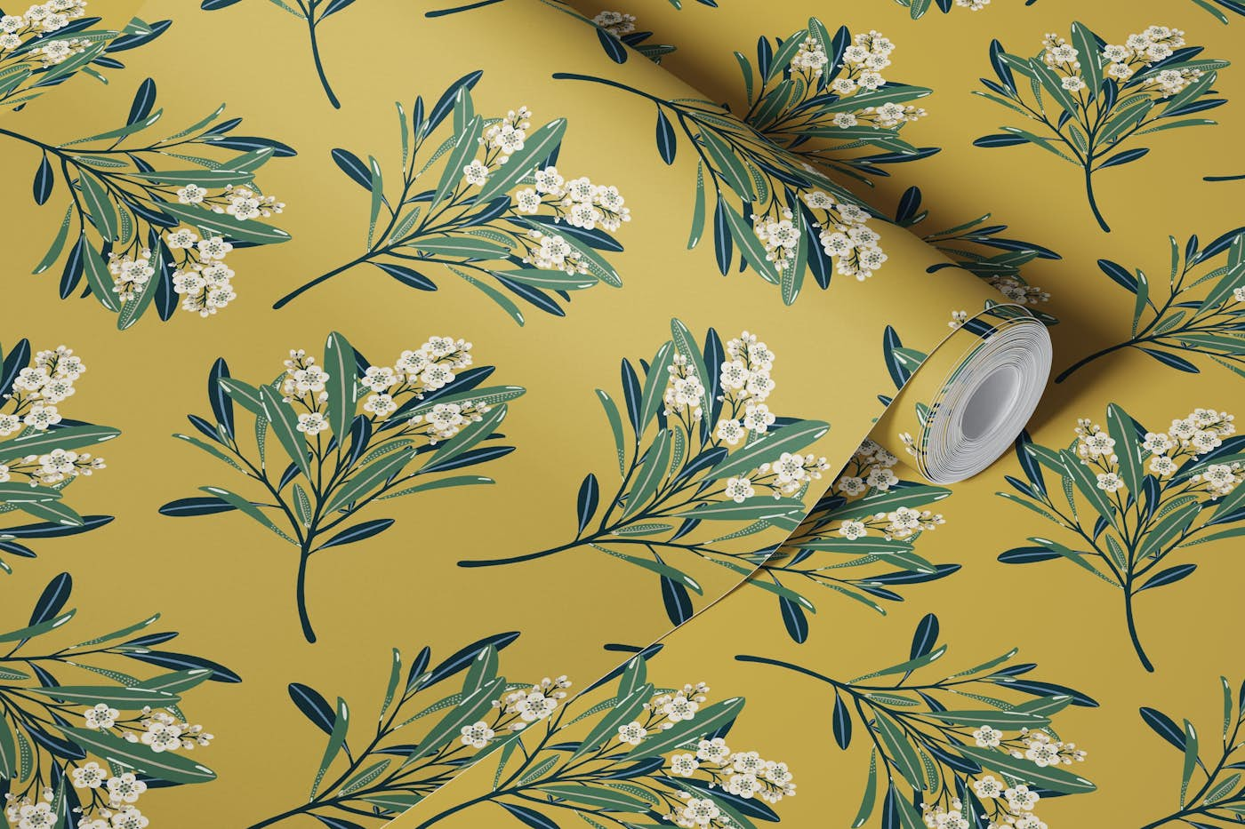 Autumn Flower - Whimsy Yellow wallpaper roll