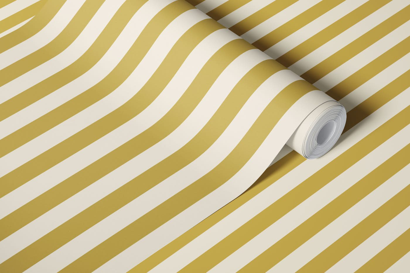 Autumn Stripes - Whimsy yellow wallpaper roll