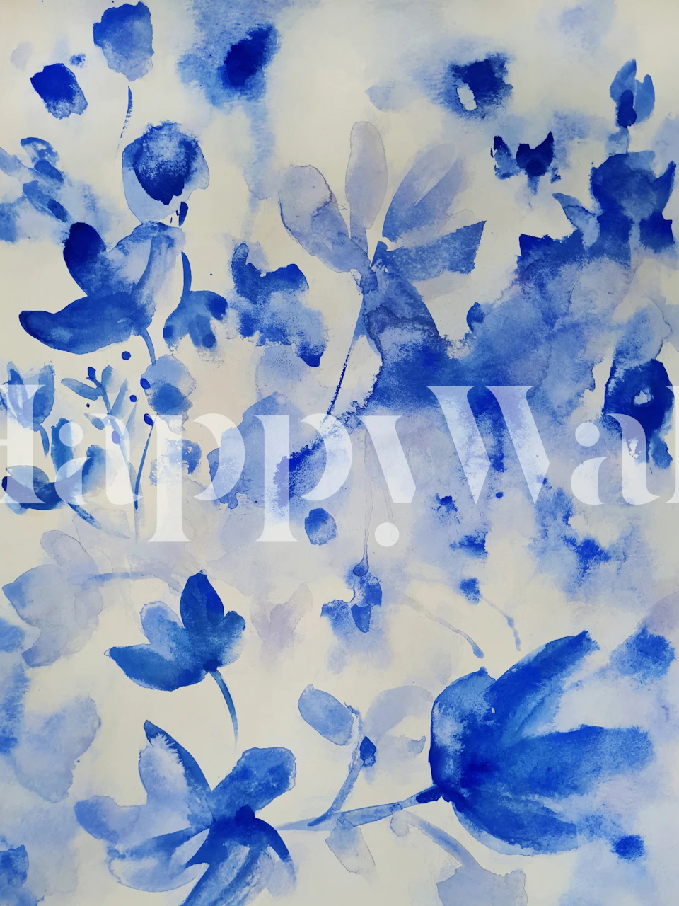 Blue floral wallpaper in a room setting