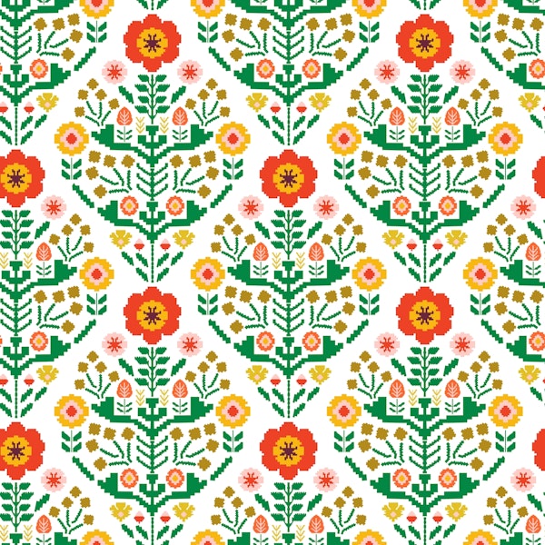 Scandinavian Folk Art Damask