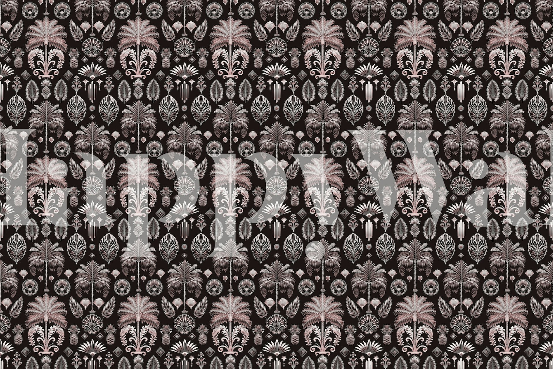 Exquisite palm tree and rose gold wallpaper design