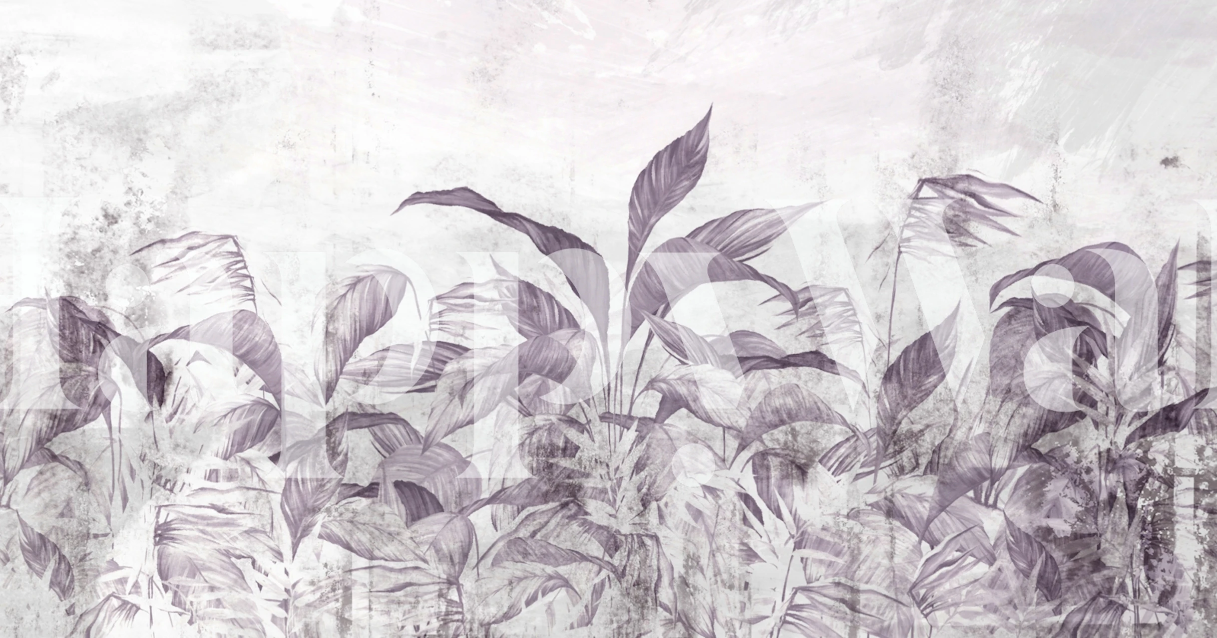 Tropical grunge purple leaves Tapete in einem Raum