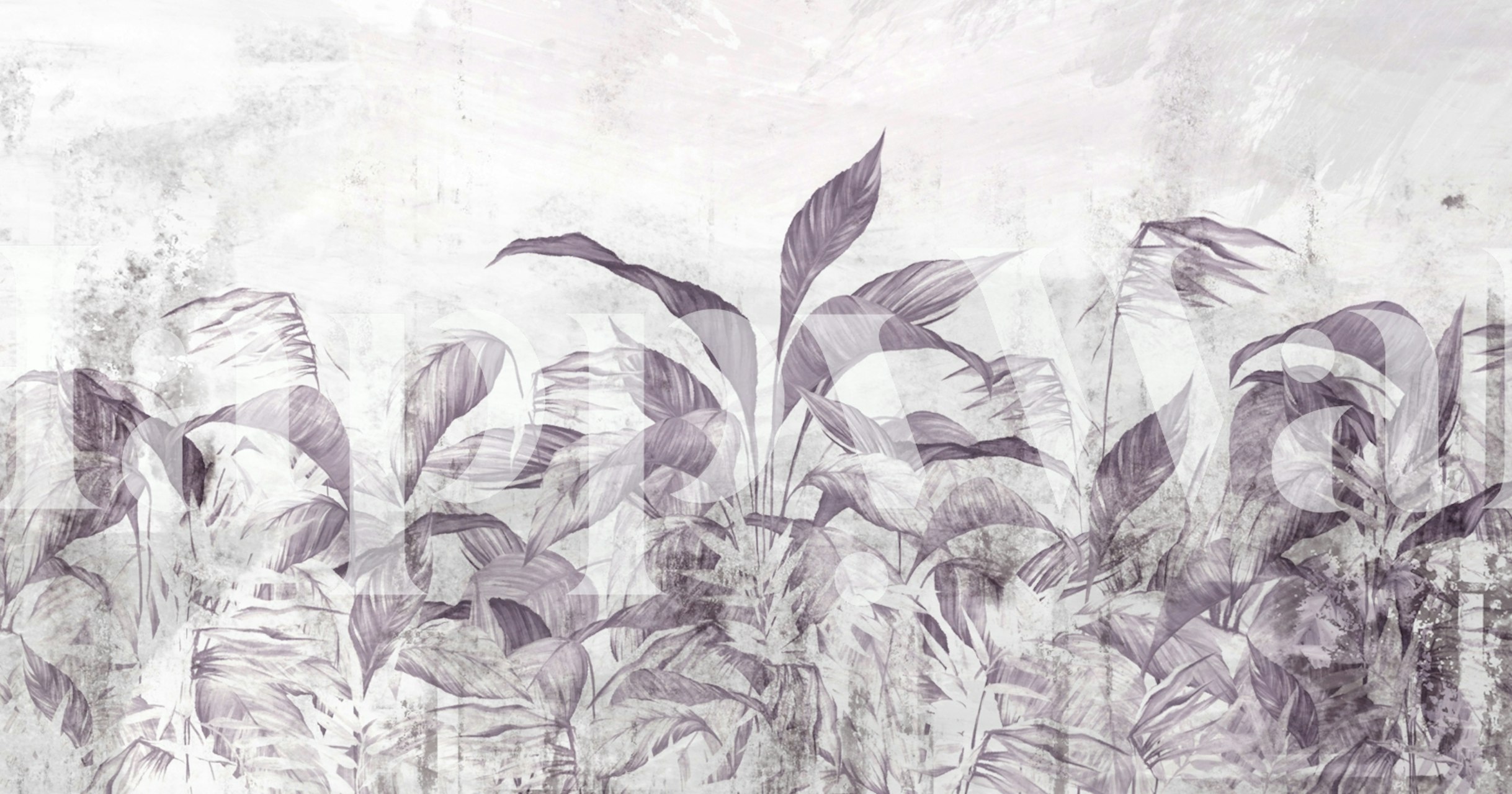 Tropical grunge purple leaves papel de parede em um quarto