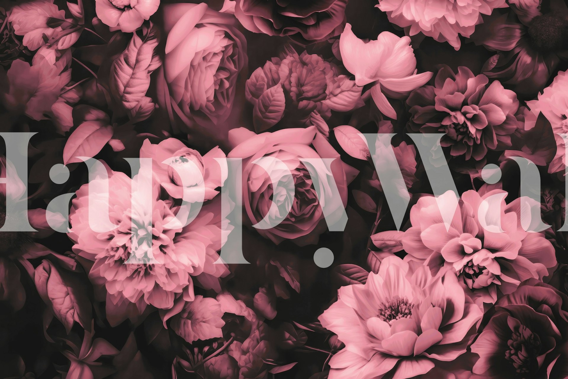 Opulent baroque flowers wallpaper in mauve pink